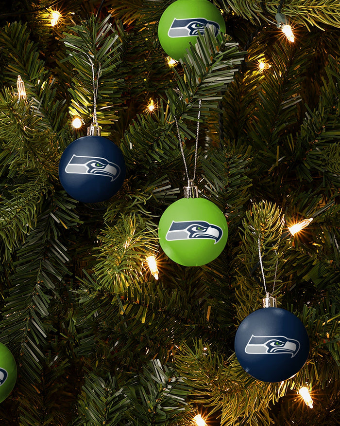 Seattle Seahawks 12 Pack Ball Ornament Set Foco - FOCO.com