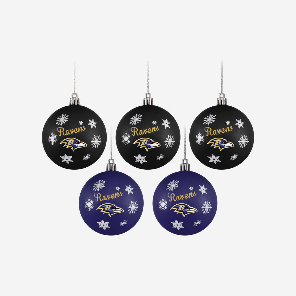 Baltimore Ravens 5 Pack Shatterproof Ball Ornament Set FOCO - FOCO.com