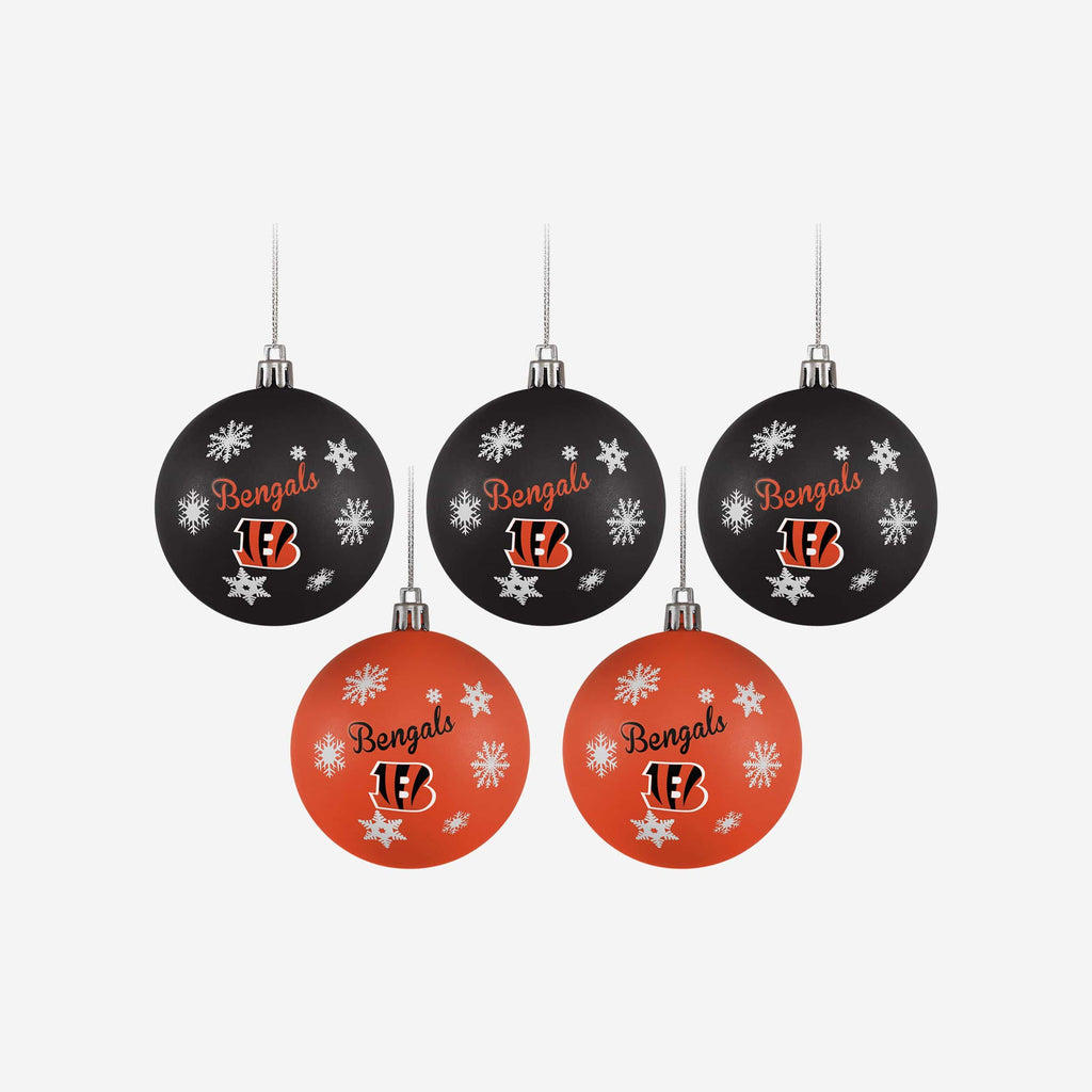 Cincinnati Bengals 5 Pack Shatterproof Ball Ornament Set FOCO - FOCO.com