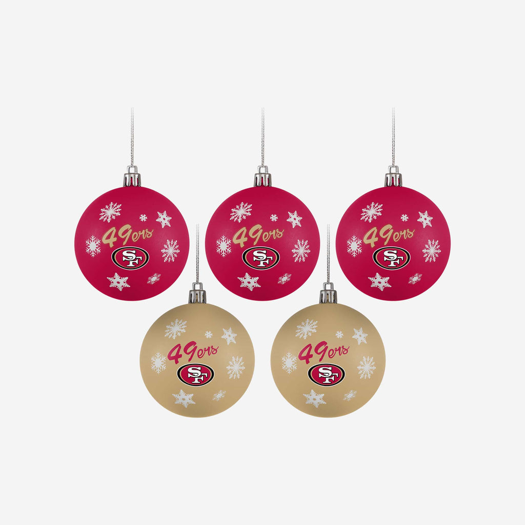 San Francisco 49ers 5 Pack Shatterproof Ball Ornament Set FOCO - FOCO.com