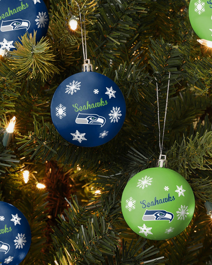 Seattle Seahawks 5 Pack Shatterproof Ball Ornament Set FOCO - FOCO.com