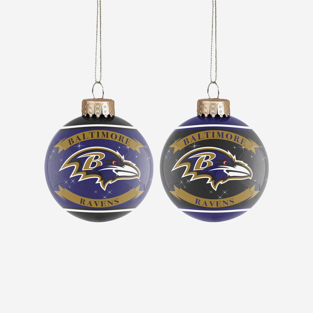 Baltimore Ravens 2 Pack Ball Ornament Set FOCO - FOCO.com
