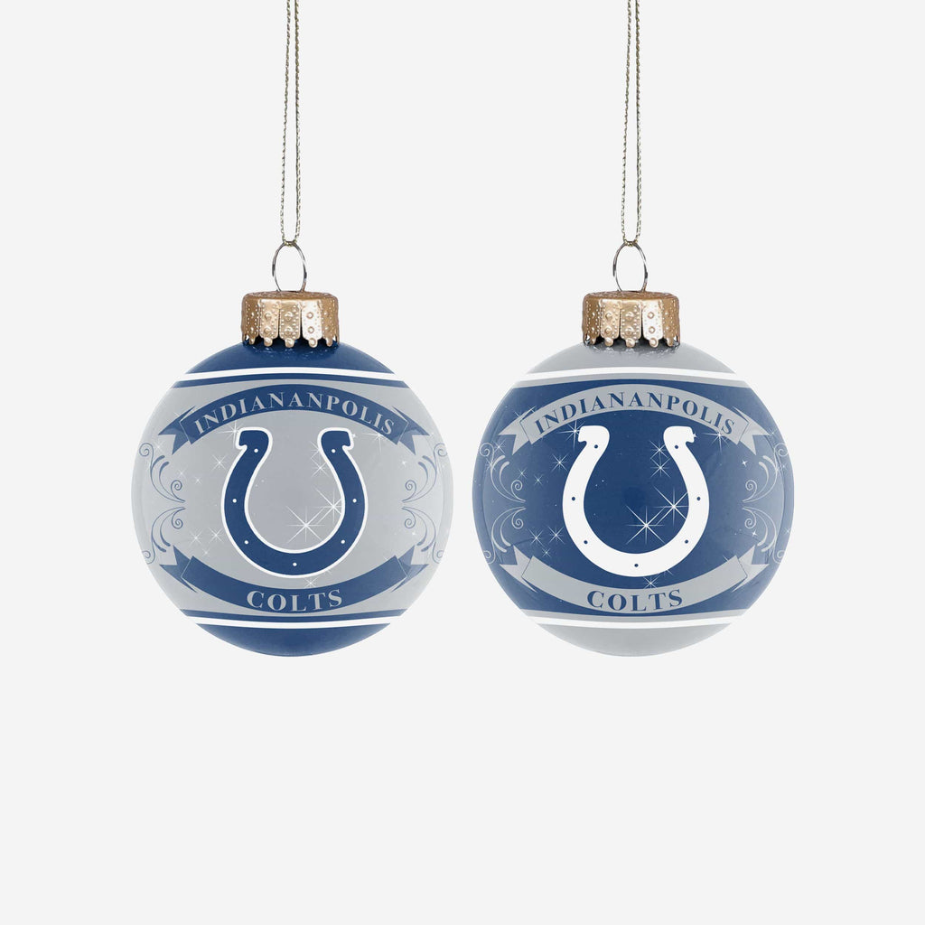 Indianapolis Colts 2 Pack Glass Ball Ornament Set Foco - FOCO.com