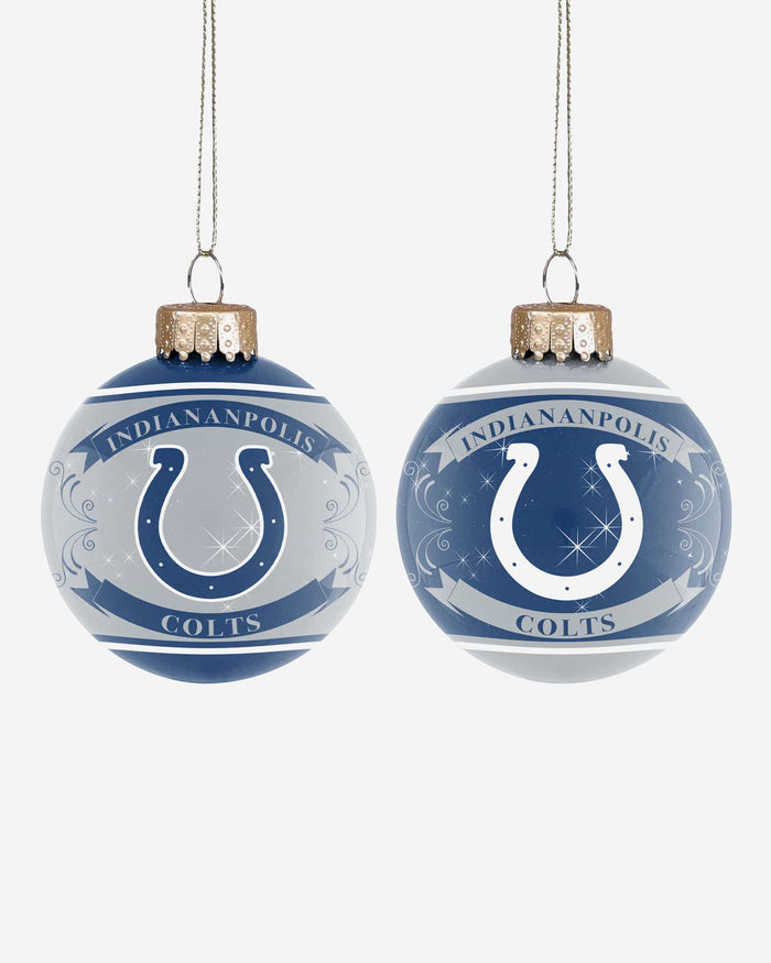 Indianapolis Colts 2 Pack Glass Ball Ornament Set Foco - FOCO.com