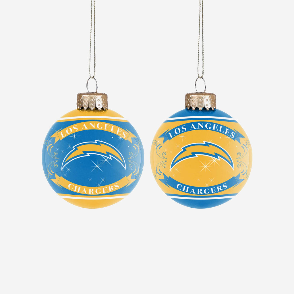 Los Angeles Chargers 2 Pack Glass Ball Ornament Set Foco - FOCO.com