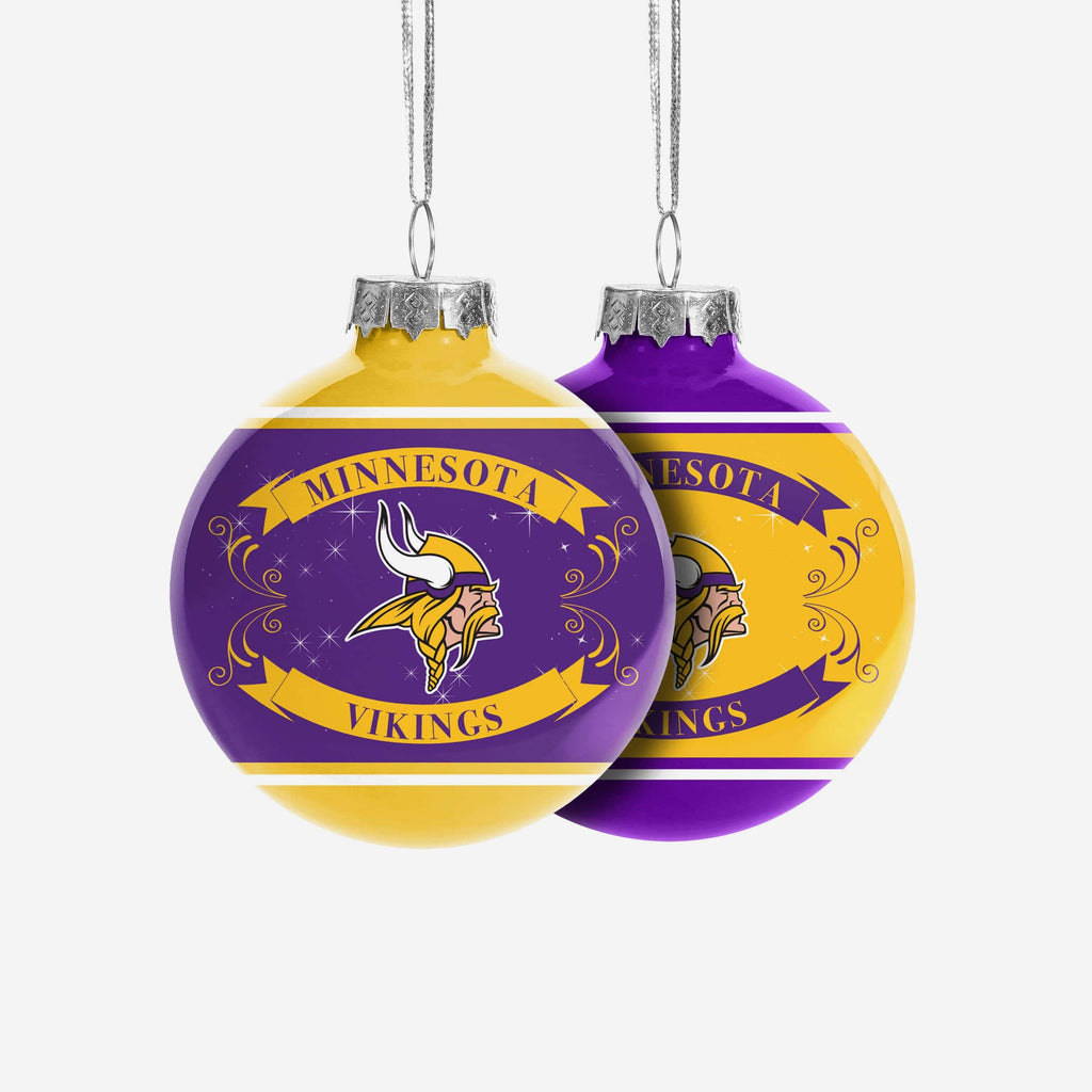 Minnesota Vikings 2 Pack Ball Ornament Set FOCO - FOCO.com