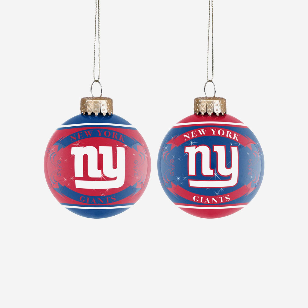 New York Giants 2 Pack Ball Ornament Set FOCO - FOCO.com
