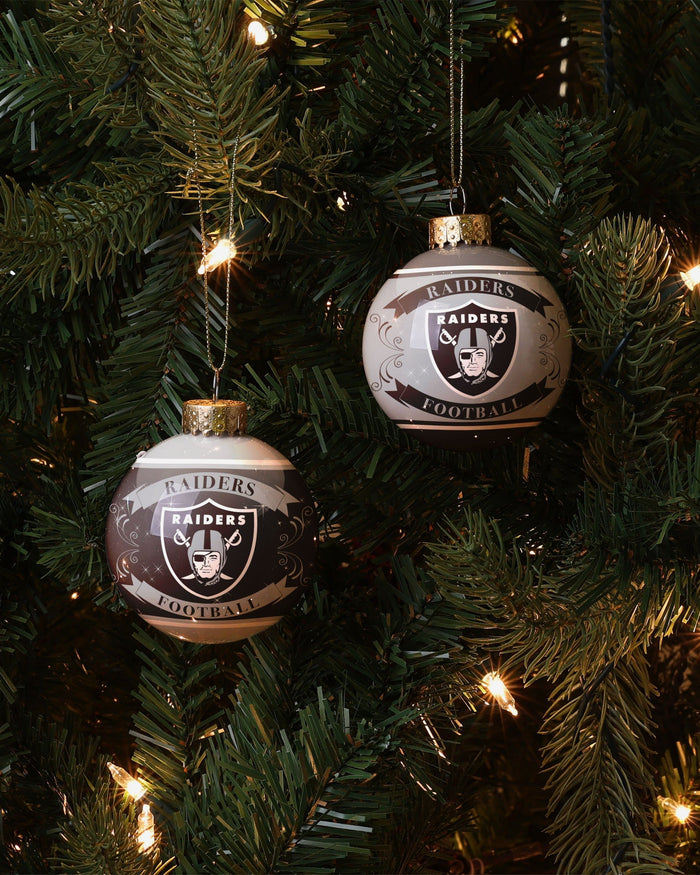 Las Vegas Raiders 2 Pack Ball Ornament Set FOCO - FOCO.com