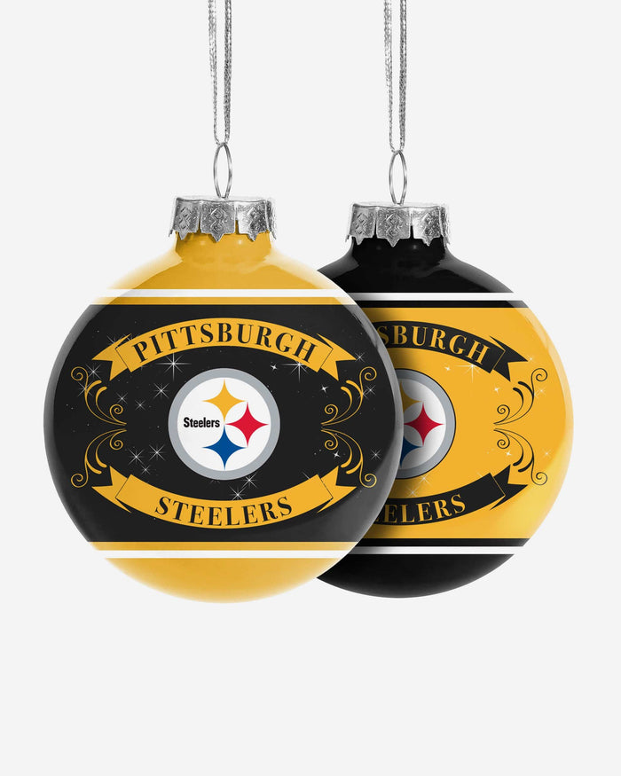 Pittsburgh Steelers 2 Pack Ball Ornament Set FOCO - FOCO.com