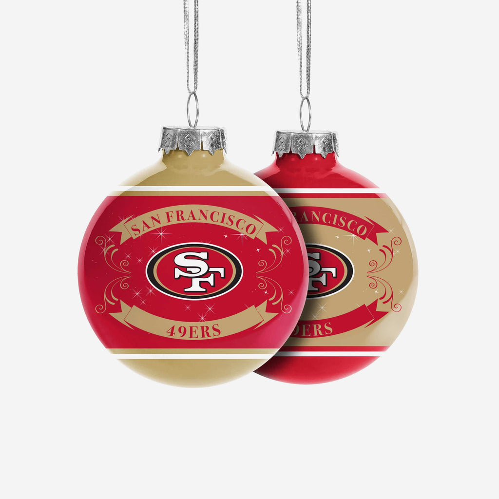 San Francisco 49ers 2 Pack Ball Ornament Set FOCO - FOCO.com