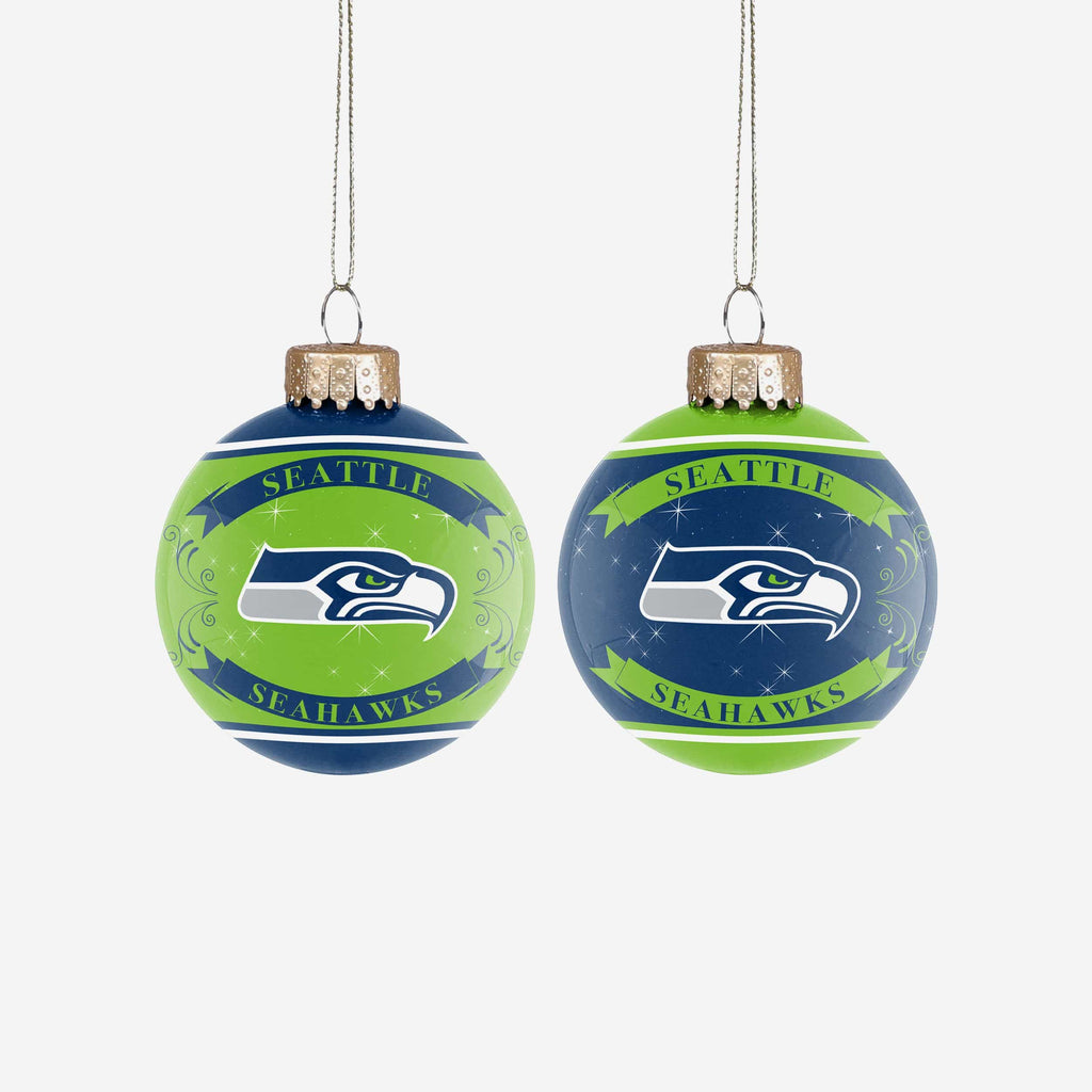 Seattle Seahawks 2 Pack Ball Ornament Set FOCO - FOCO.com