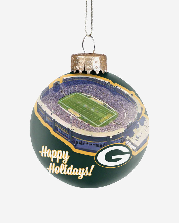 Green Bay Packers Stadium Print Glass Ball Ornament FOCO - FOCO.com