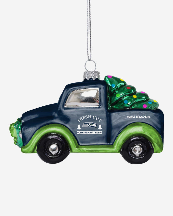 Seattle Seahawks Blown Glass Truck Ornament FOCO - FOCO.com