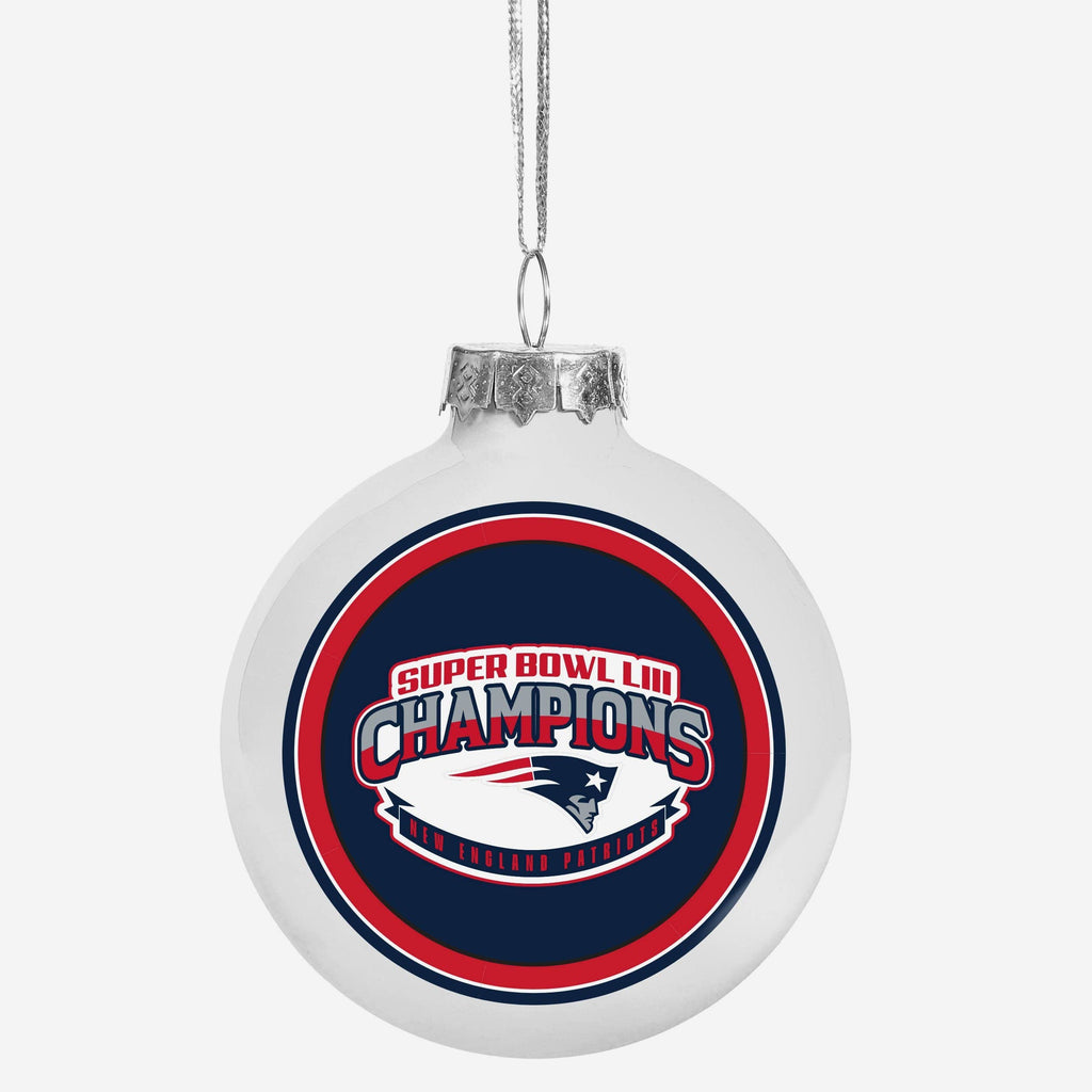 New England Patriots Super Bowl LIII Champions Glass Ball Ornament FOCO - FOCO.com