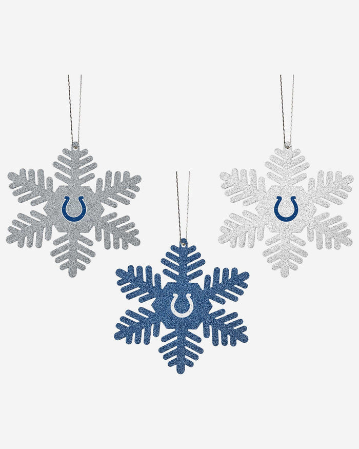 Indianapolis Colts 3 Pack Metal Glitter Snowflake Ornament FOCO - FOCO.com