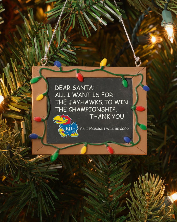 Kansas Jayhawks Chalkboard Sign Ornament FOCO - FOCO.com