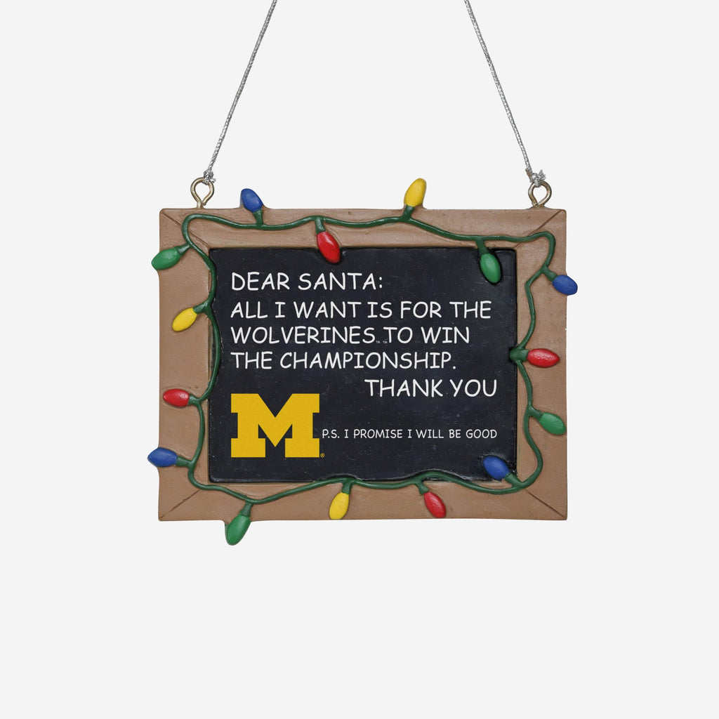 Michigan Wolverines Chalkboard Sign Ornament FOCO - FOCO.com