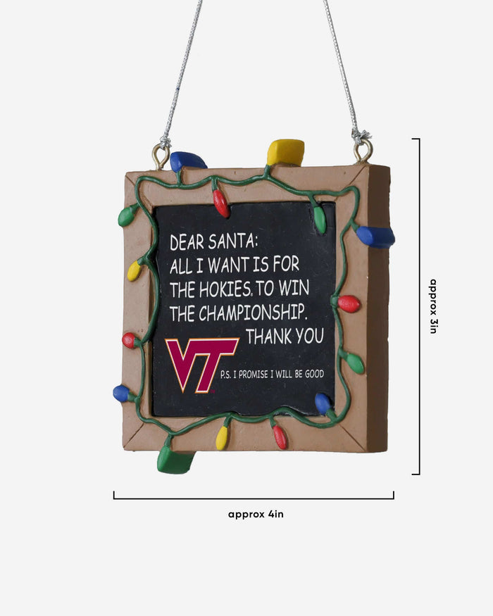 Virginia Tech Hokies Chalkboard Sign Ornament FOCO - FOCO.com