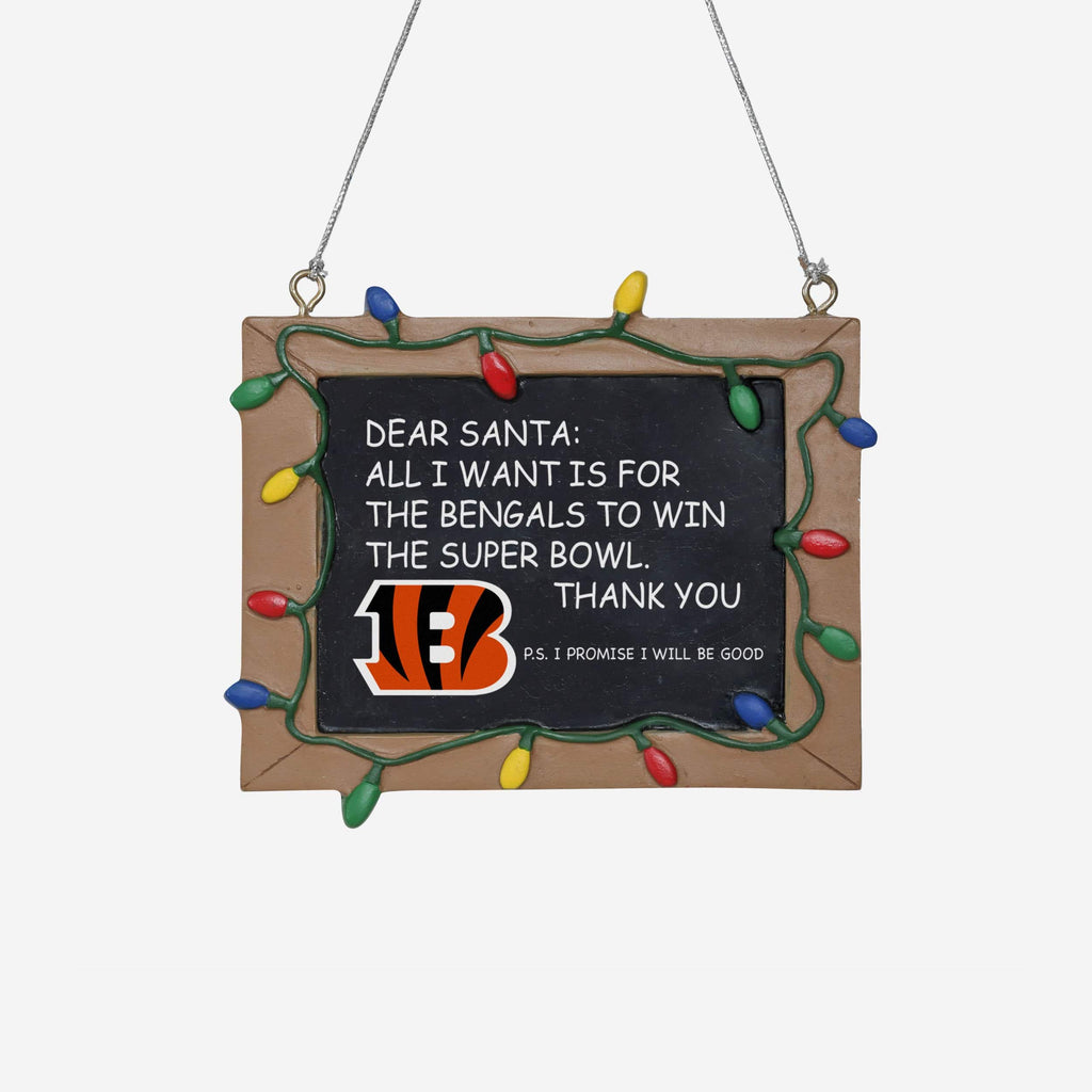 Cincinnati Bengals Resin Chalkboard Sign Ornament FOCO - FOCO.com