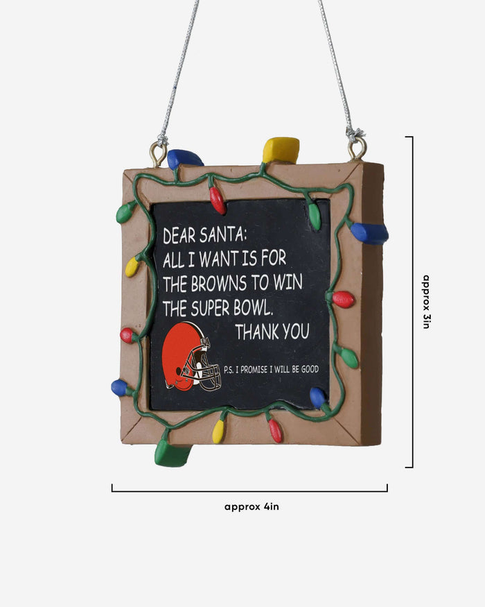 Cleveland Browns Holiday Resin Chalkboard Sign Ornament FOCO - FOCO.com