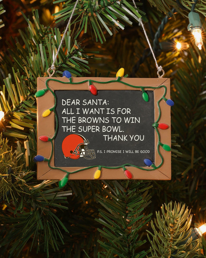 Cleveland Browns Holiday Resin Chalkboard Sign Ornament FOCO - FOCO.com