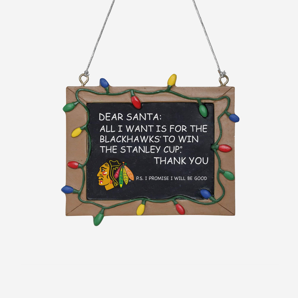 Chicago Blackhawks Resin Chalkboard Sign Ornament FOCO - FOCO.com