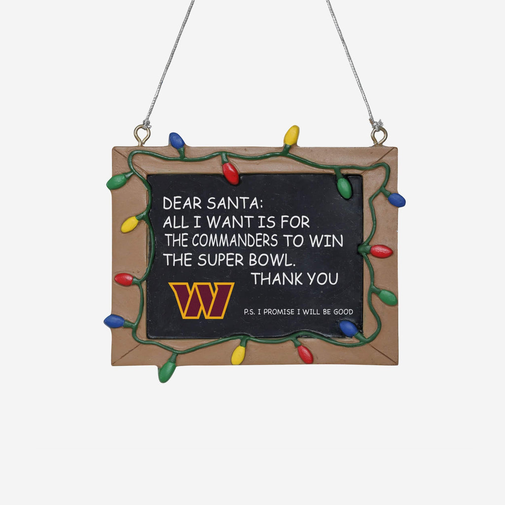 Washington Commanders Resin Chalkboard Sign Ornament FOCO - FOCO.com