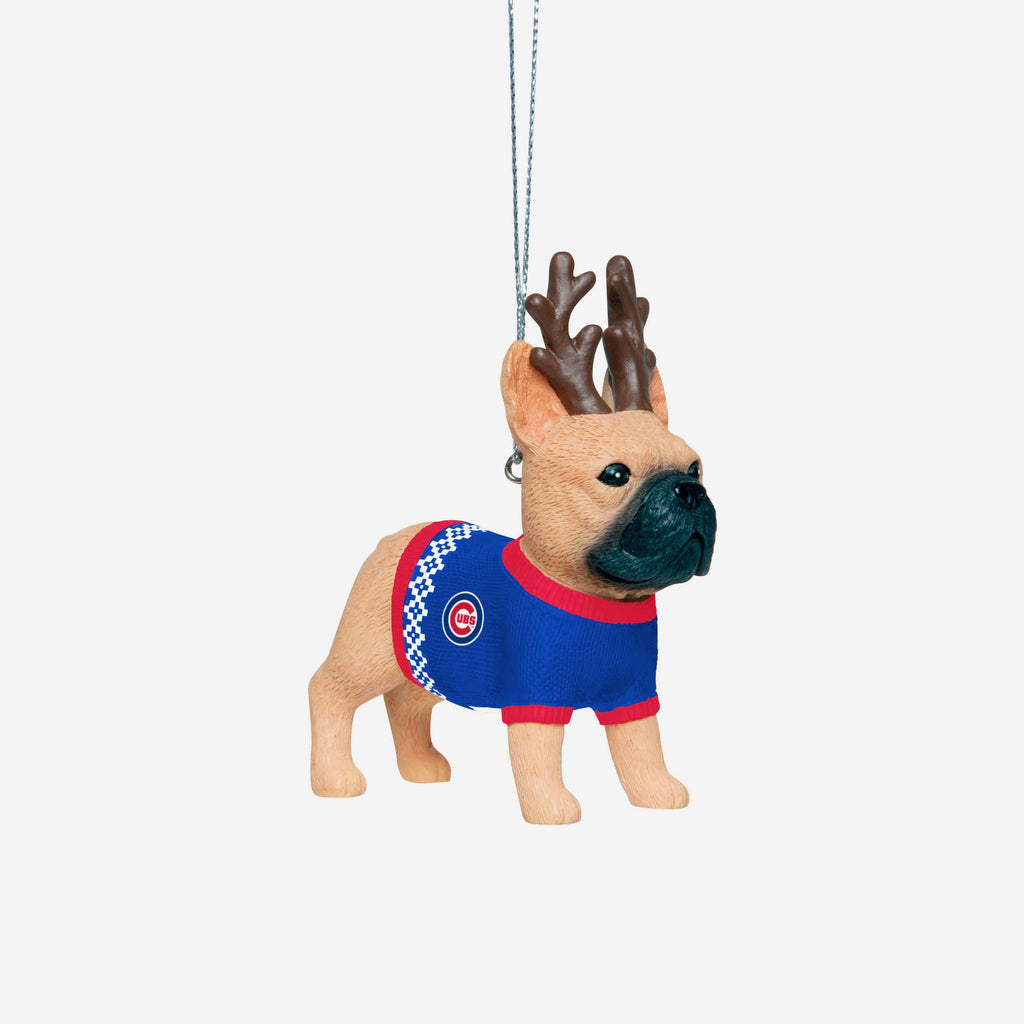 Chicago Cubs French Bulldog Wearing Sweater Ornament FOCO - FOCO.com