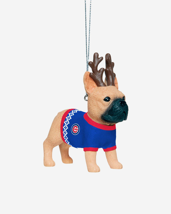 Chicago Cubs French Bulldog Wearing Sweater Ornament FOCO - FOCO.com