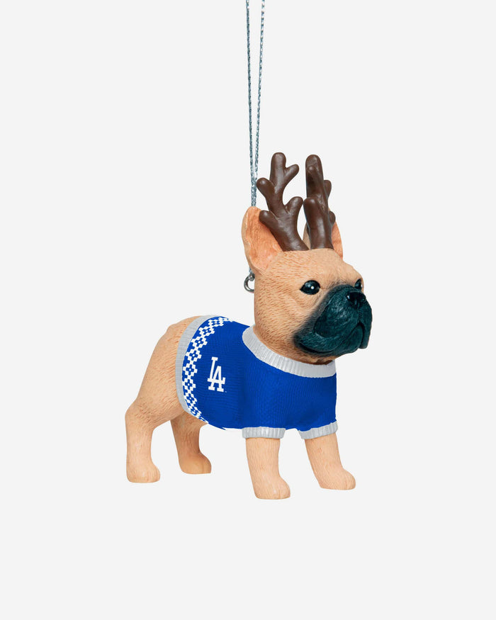 Los Angeles Dodgers French Bulldog Wearing Sweater Ornament FOCO - FOCO.com