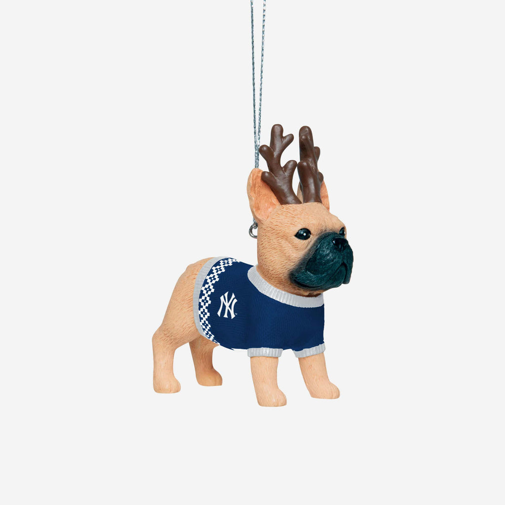 New York Yankees French Bulldog Wearing Sweater Ornament FOCO - FOCO.com