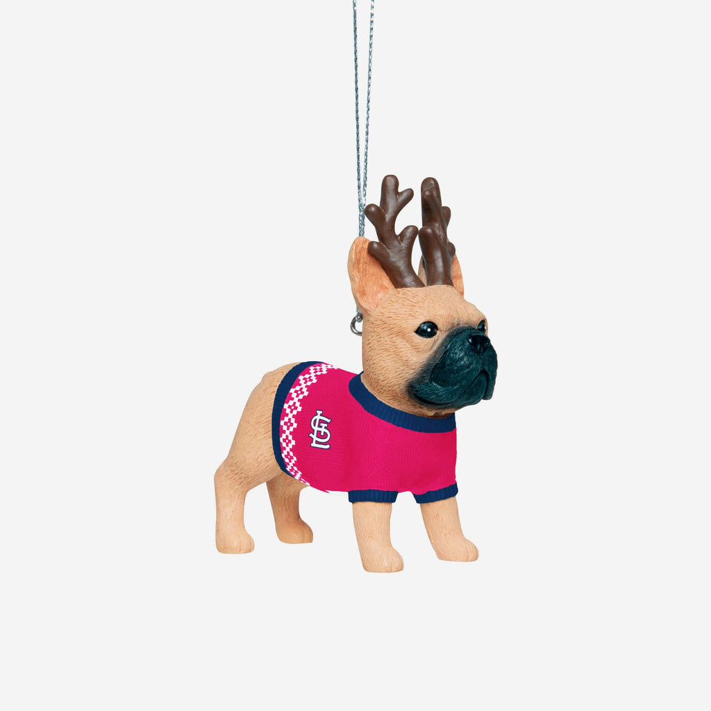 St Louis Cardinals French Bulldog Wearing Sweater Ornament FOCO - FOCO.com