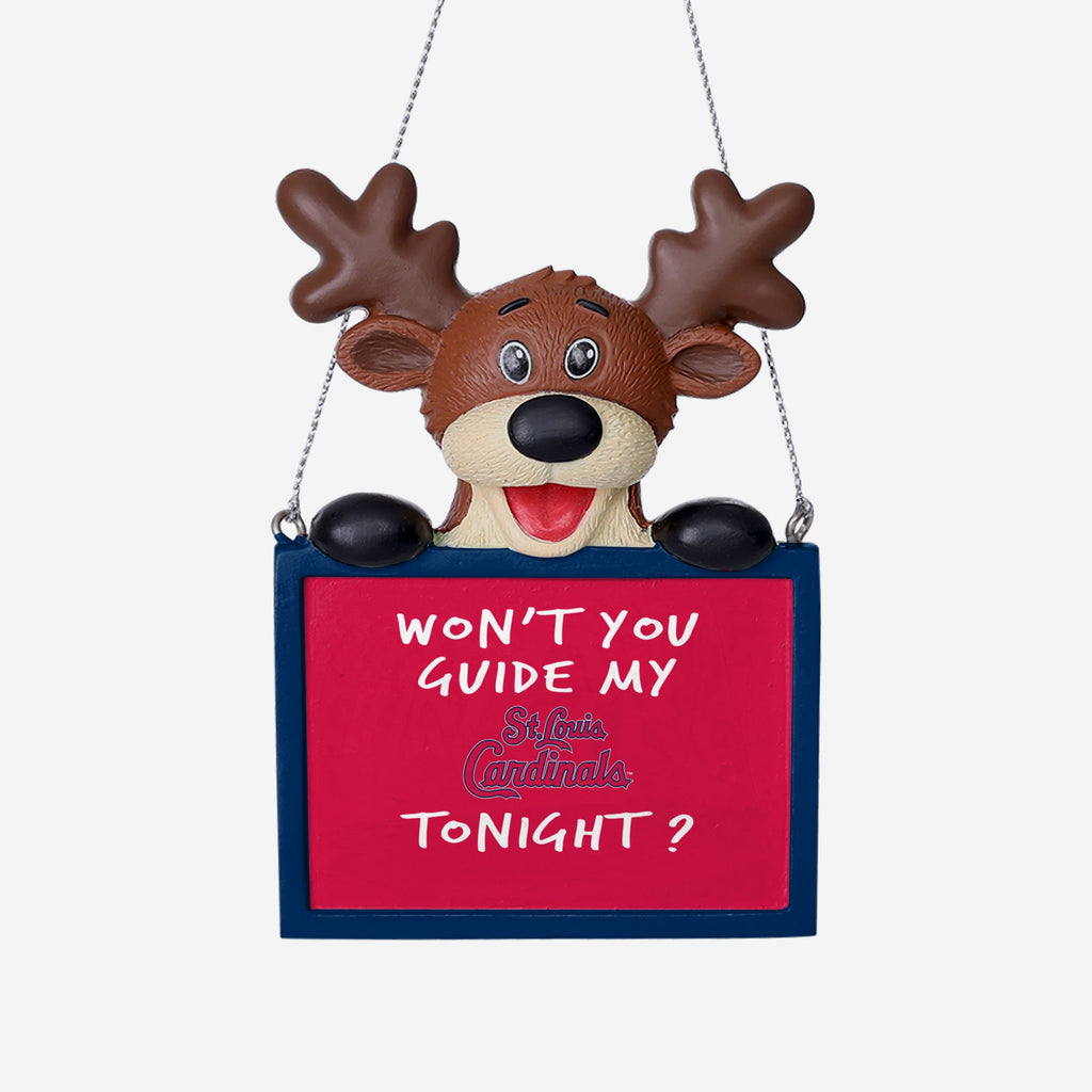 St Louis Cardinals Reindeer With Sign Ornament FOCO - FOCO.com