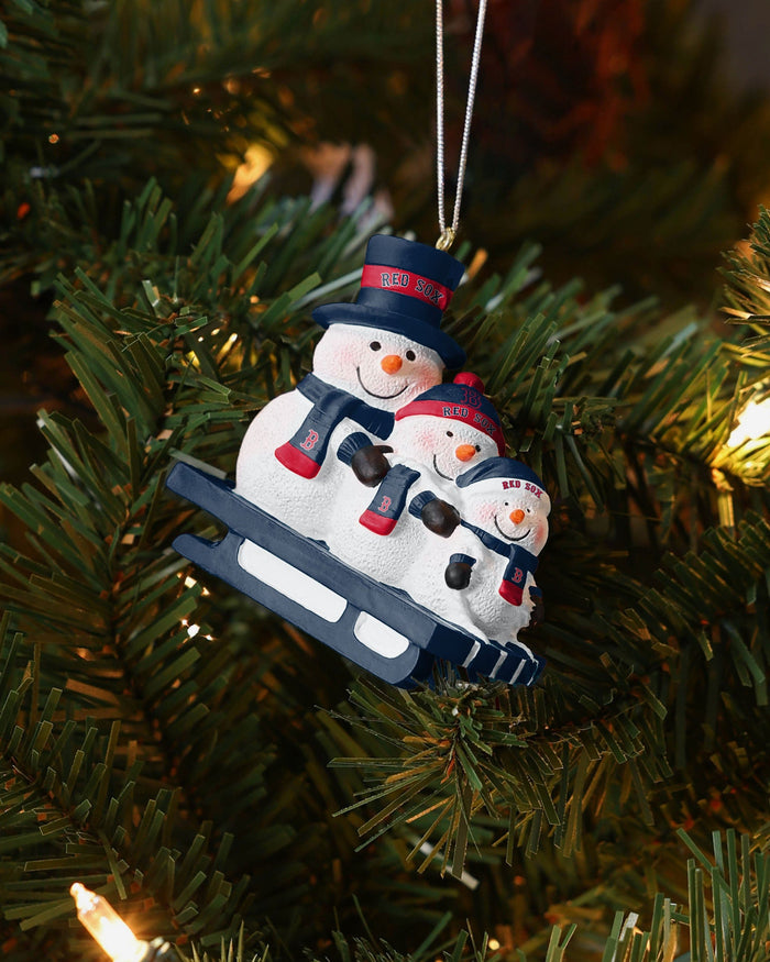 Boston Red Sox Sledding Snowmen Ornament FOCO - FOCO.com