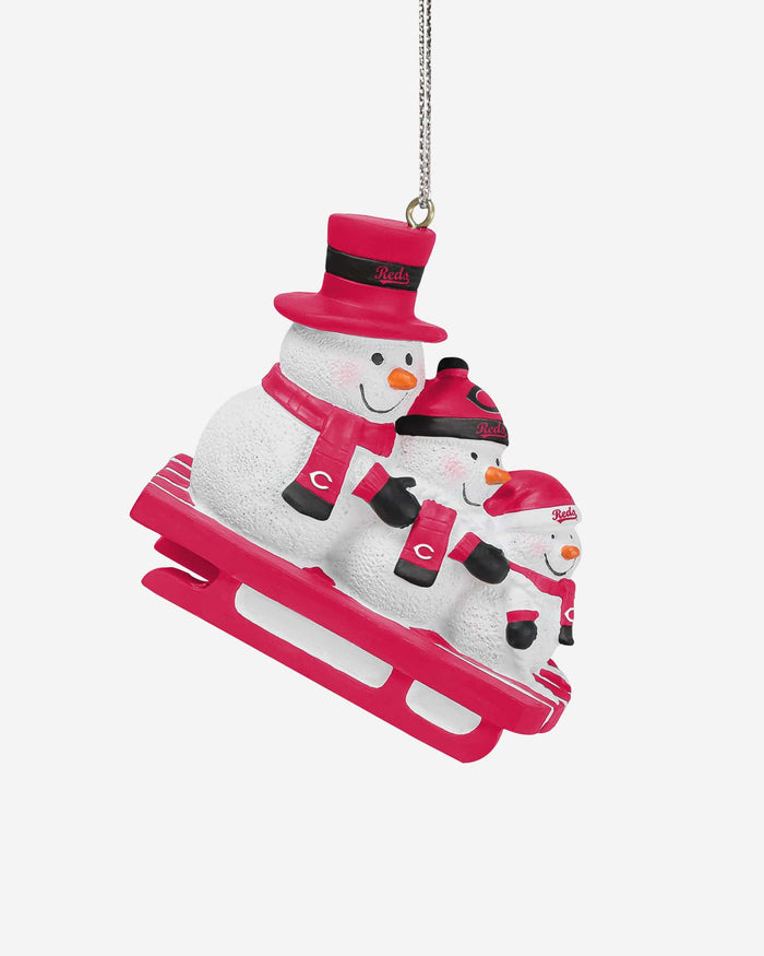 Cincinnati Reds Sledding Snowmen Ornament FOCO - FOCO.com
