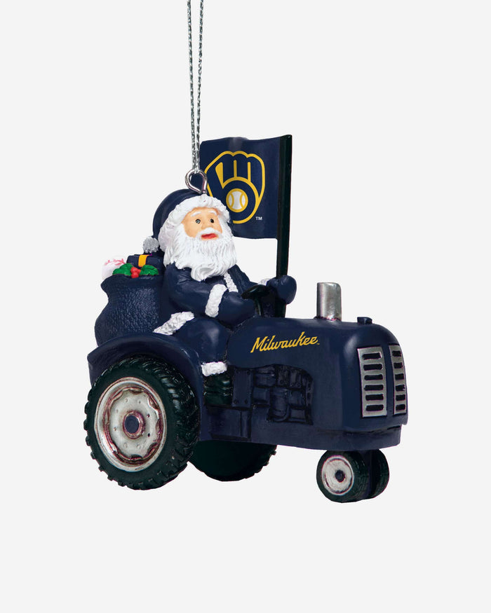 Milwaukee Brewers Santa Riding Tractor Ornament FOCO - FOCO.com