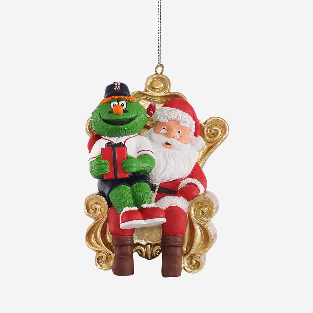 Wally the Green Monster Boston Red Sox Mascot On Santa's Lap Ornament Foco - FOCO.com