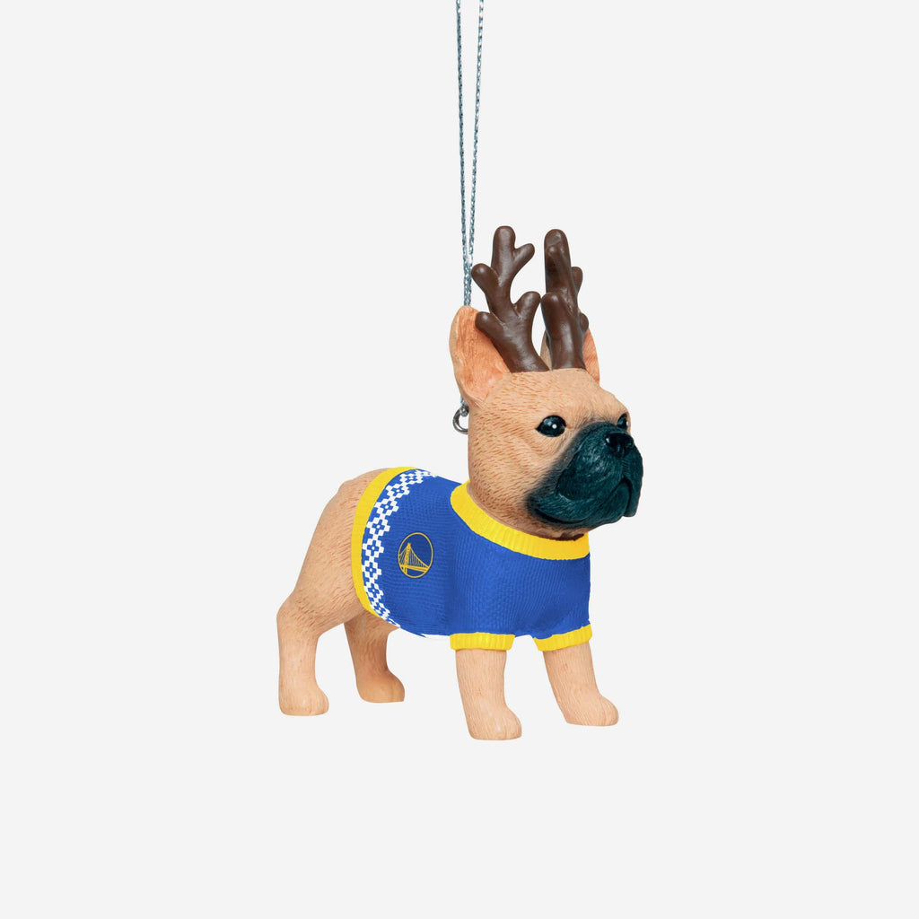 Golden State Warriors French Bulldog Wearing Sweater Ornament FOCO - FOCO.com