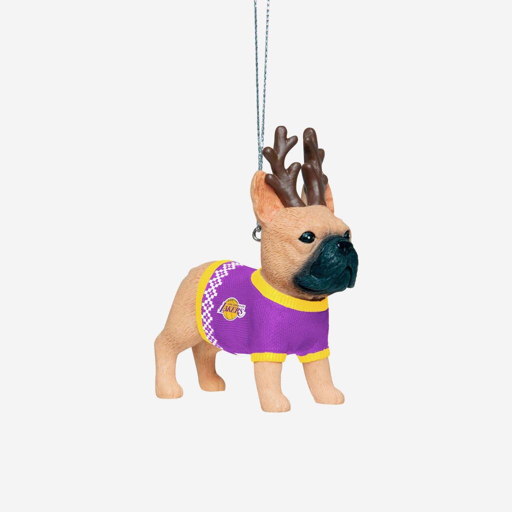 Los Angeles Lakers French Bulldog Wearing Sweater Ornament FOCO - FOCO.com