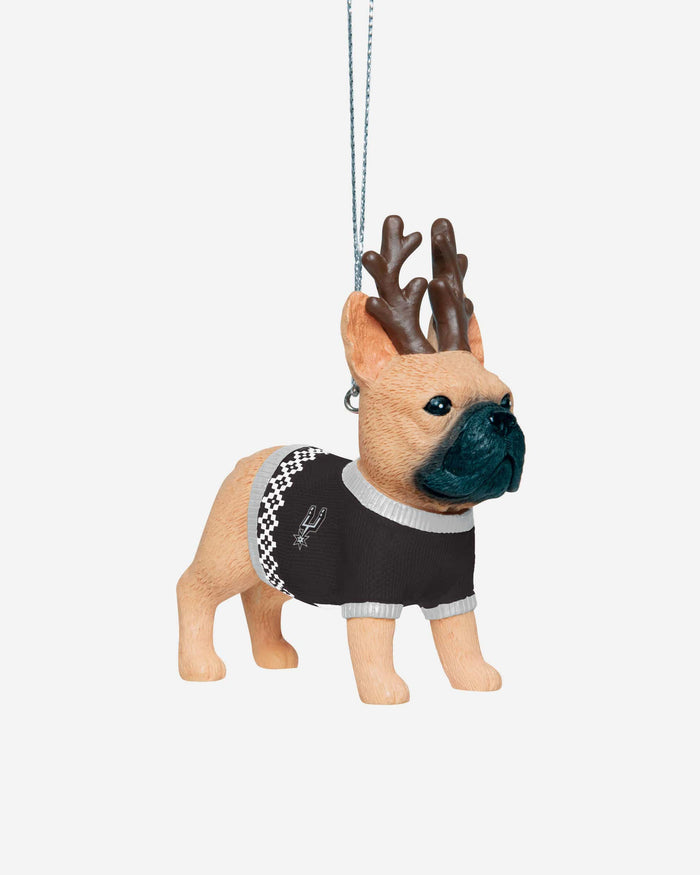 San Antonio Spurs French Bulldog Wearing Sweater Ornament FOCO - FOCO.com