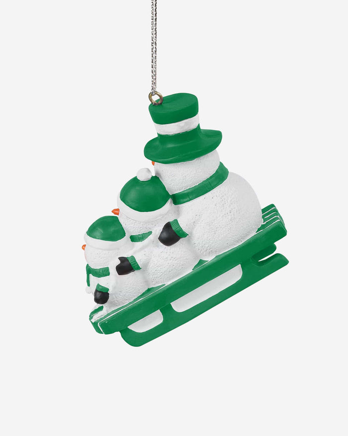 Boston Celtics Sledding Snowmen Ornament FOCO - FOCO.com