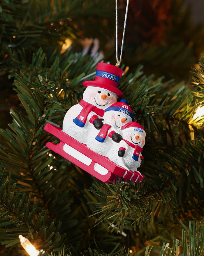 Philadelphia 76ers Sledding Snowmen Ornament FOCO - FOCO.com