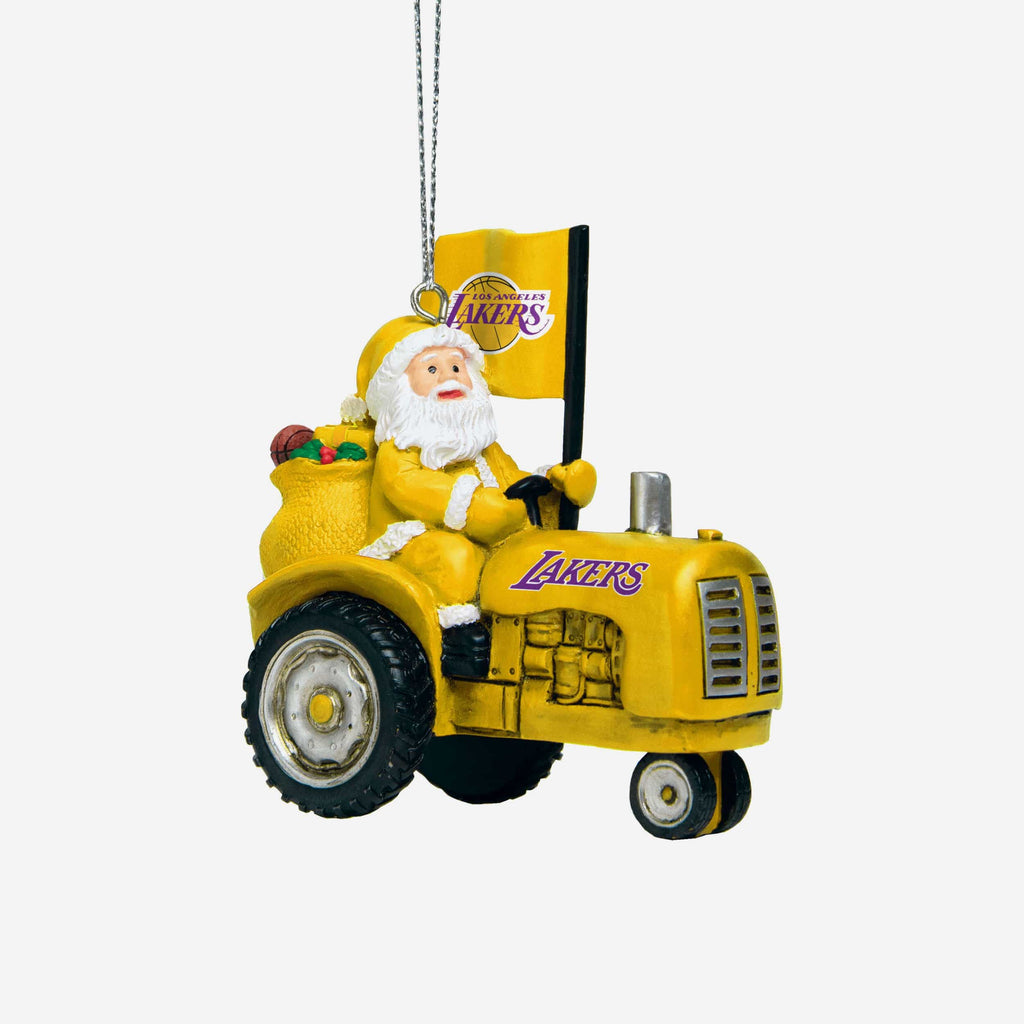Los Angeles Lakers Santa Riding Tractor Ornament FOCO - FOCO.com