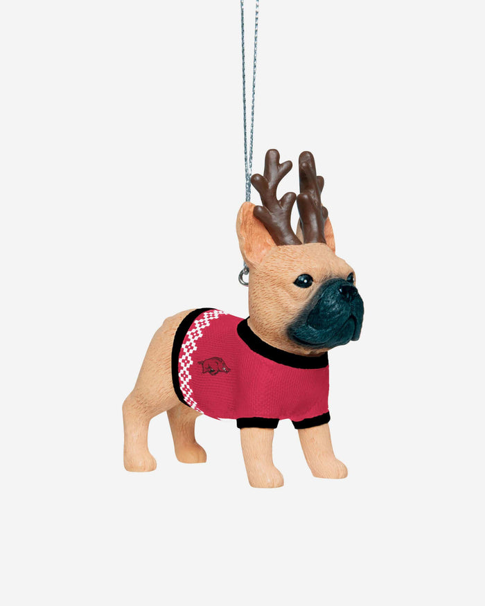 Arkansas Razorbacks French Bulldog Wearing Sweater Ornament FOCO - FOCO.com
