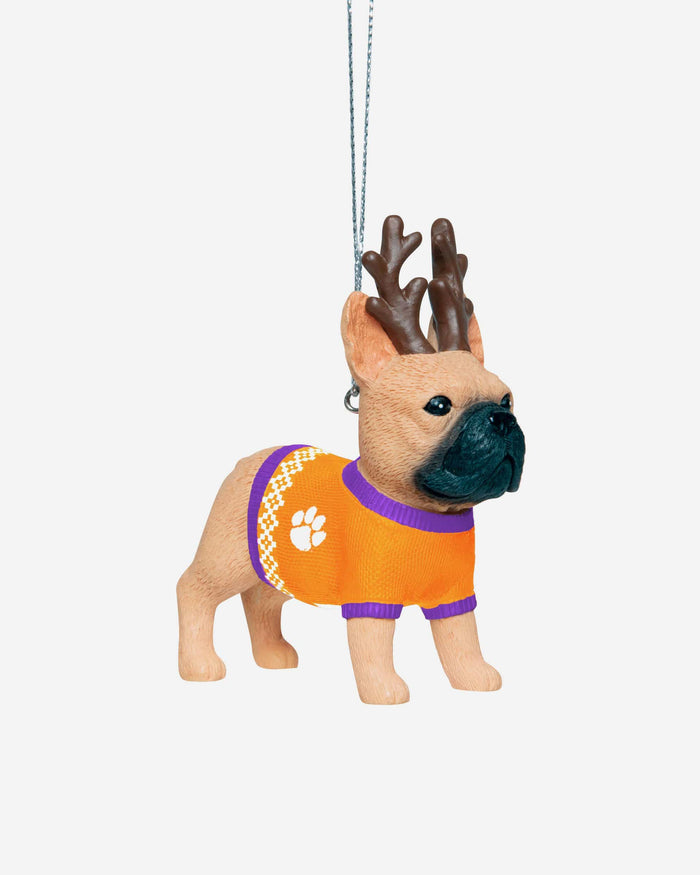 Clemson Tigers French Bulldog Wearing Sweater Ornament FOCO - FOCO.com