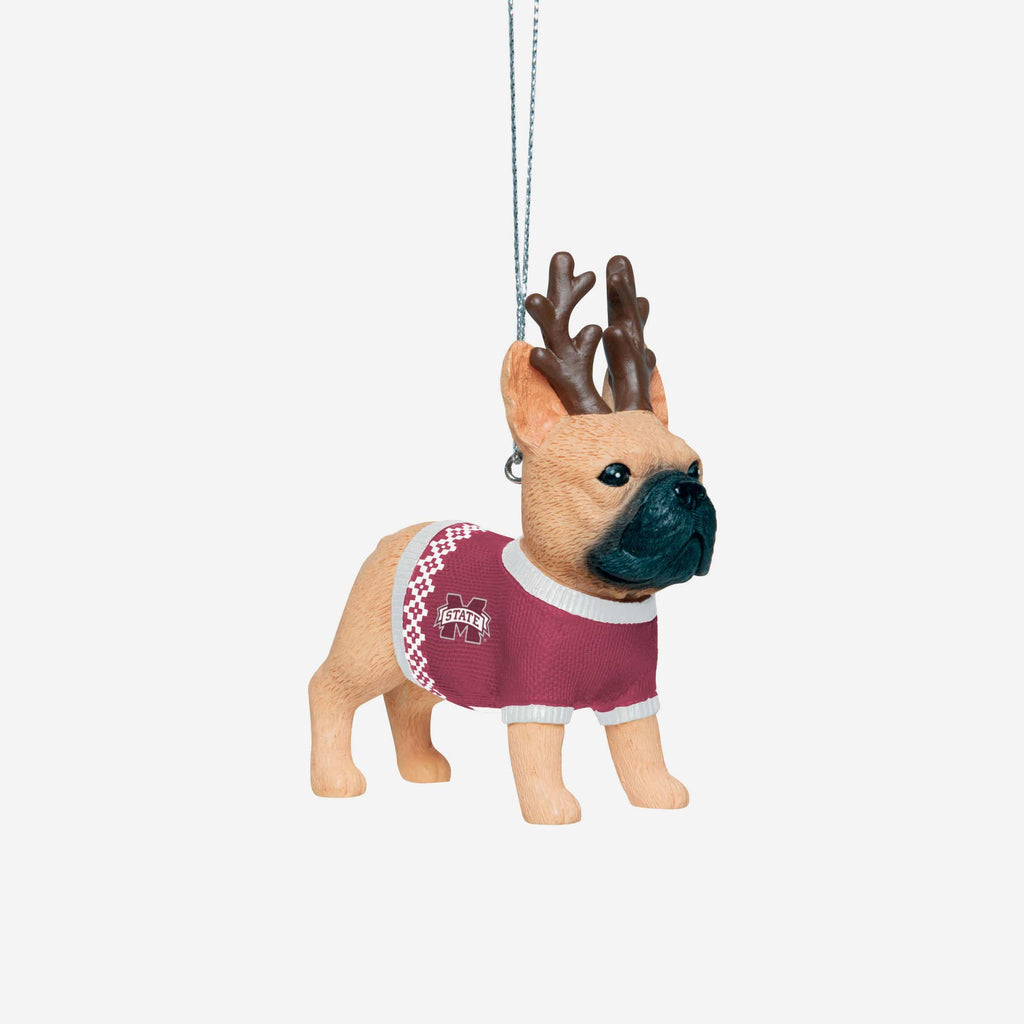 Mississippi State Bulldogs French Bulldog Wearing Sweater Ornament FOCO - FOCO.com