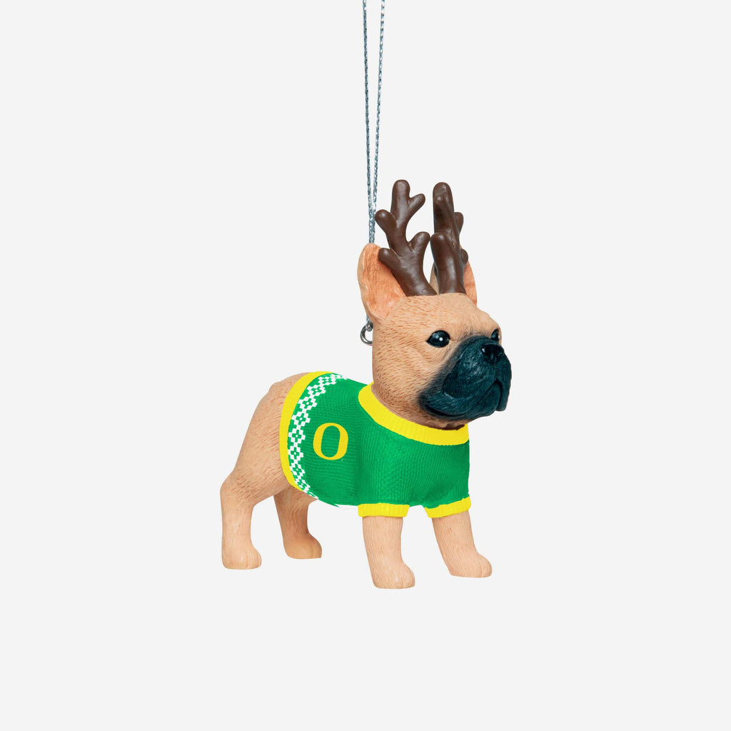 Oregon Ducks French Bulldog Wearing Sweater Ornament FOCO - FOCO.com