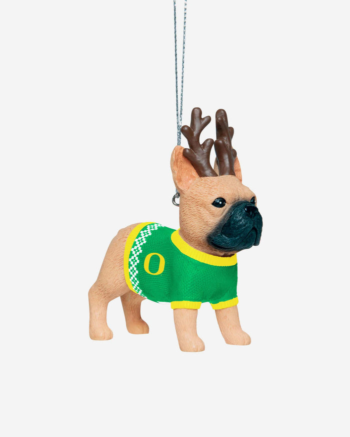 Oregon Ducks French Bulldog Wearing Sweater Ornament FOCO - FOCO.com