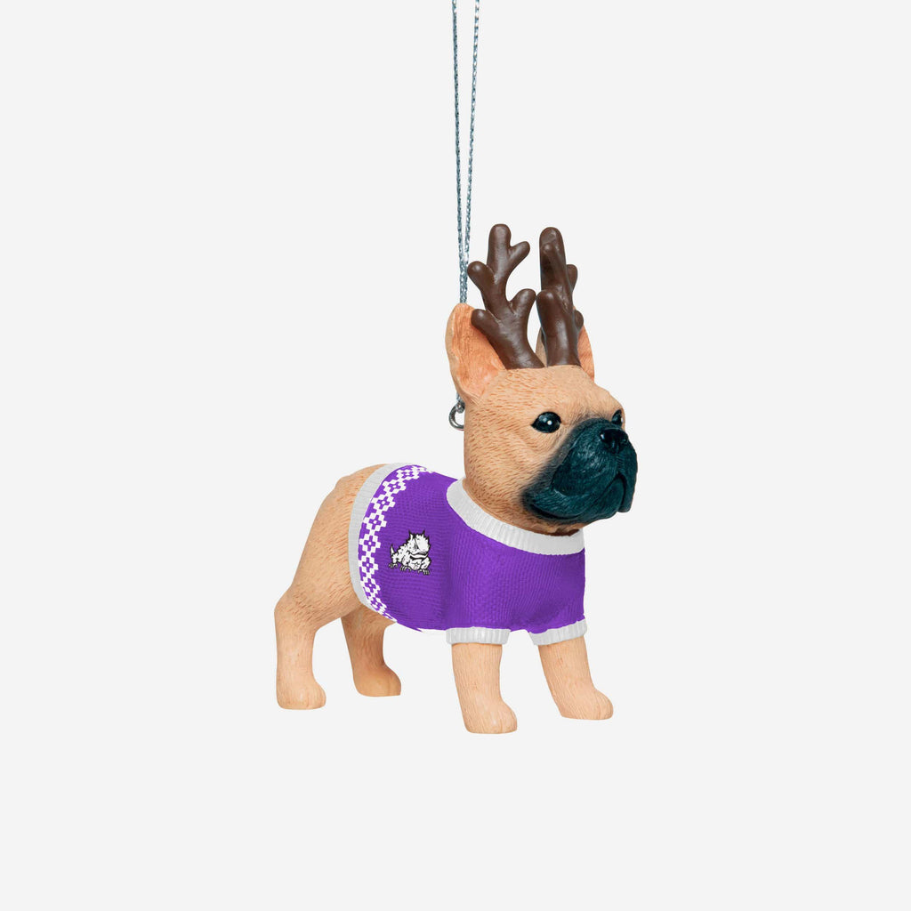 TCU Horned Frogs French Bulldog Wearing Sweater Ornament FOCO - FOCO.com