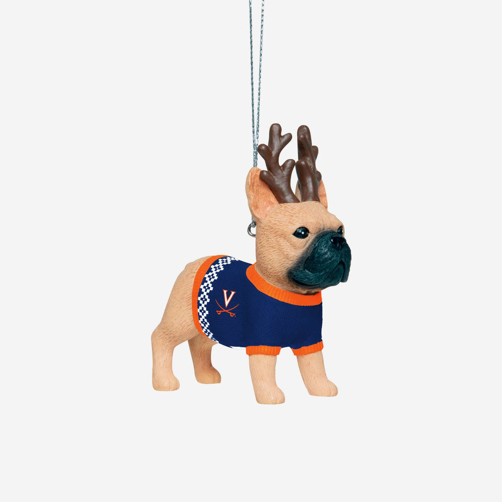 Virginia Cavaliers French Bulldog Wearing Sweater Ornament FOCO - FOCO.com